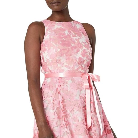 Tahari ASL Sleeveless Lace Overlay Flared Floral Skirt Party Dress, Size 10 - Picture 6 of 10
